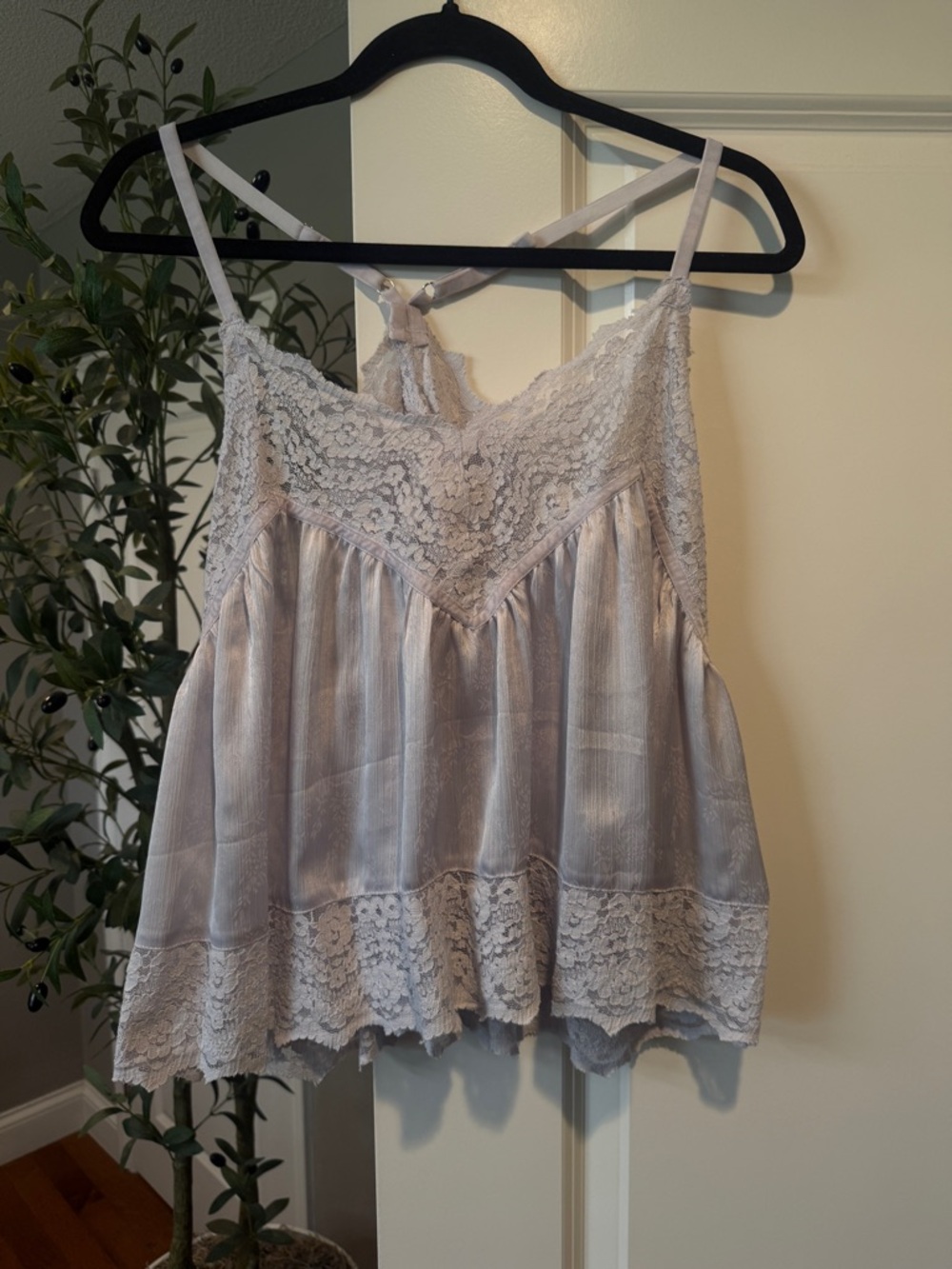 Free People Light Grey Stardust Top